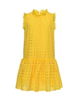 Ажурное платье с высоким воротом, желтое Paade Mode