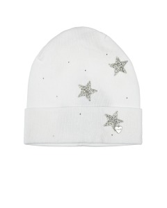 Белая шапка со звездами из стразов Il Trenino