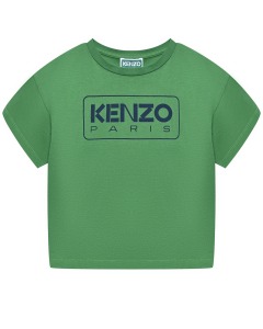 Футболка с логотипом на груди, зеленая KENZO