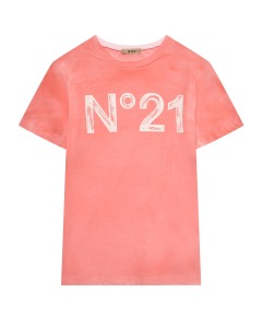 Футболка с логотипом на груди, светло-розовая No. 21