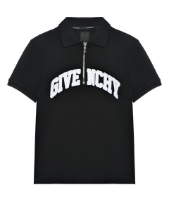 Футболка-поло на молнии с логотипом, черная Givenchy