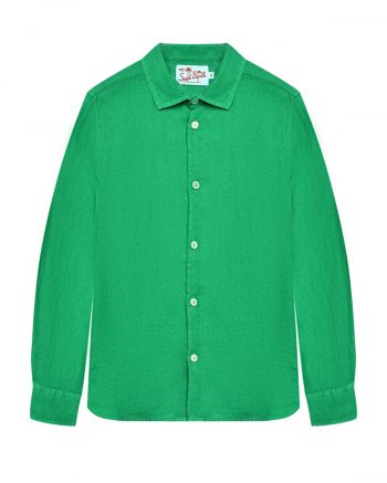 Льняная рубашка с длинными рукавами, зеленая Saint Barth