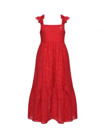 Платье с шитьем, красное Monnalisa