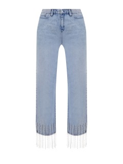Укороченные джинсы из легкого денима с мерцающими подвесками